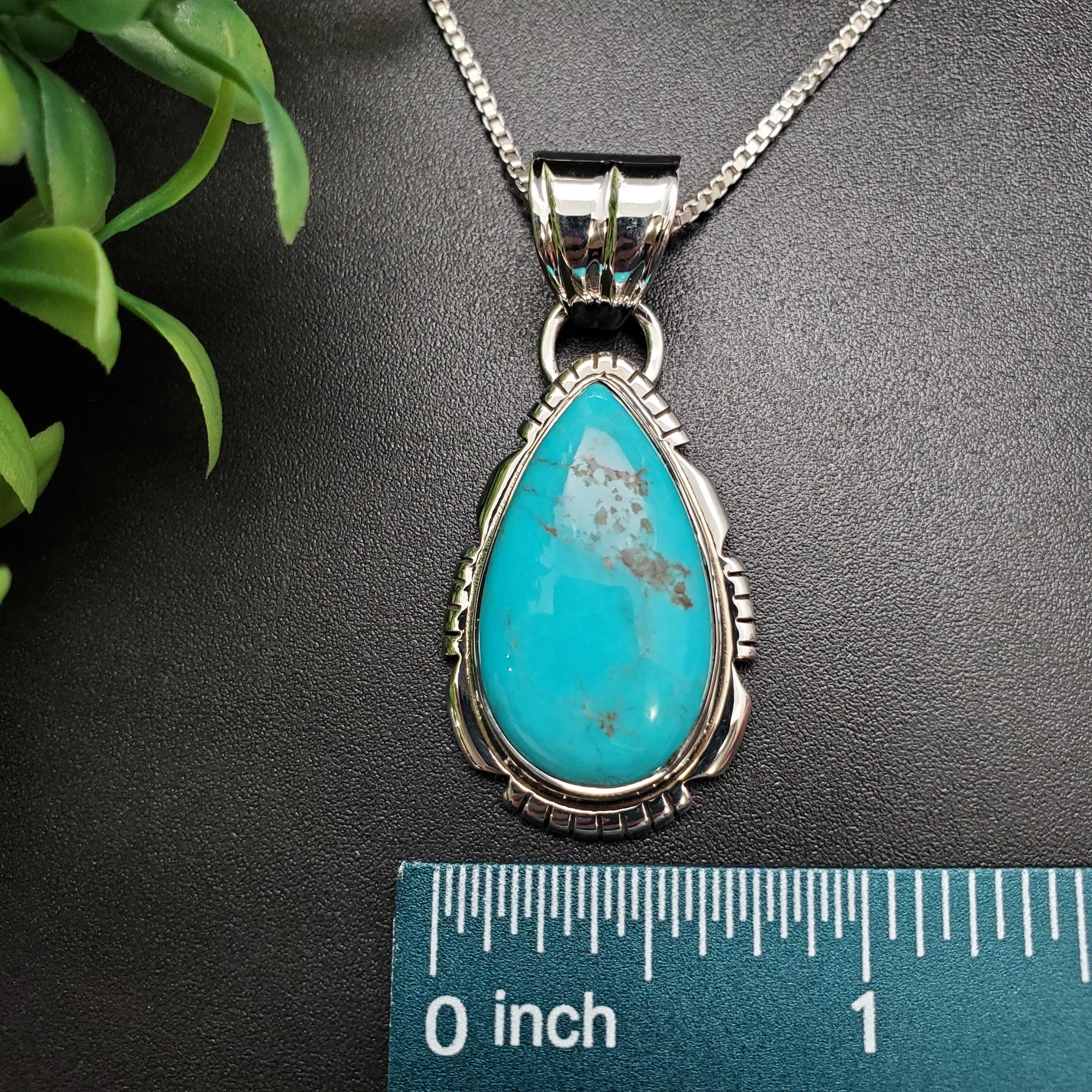 FFD #972 | 天然キングマンターコイズネックレスペンダント（シルバー