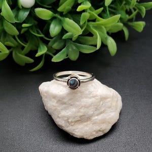 GG-115 | Dainty Inlay Abalone Shell Ring | Sterling Silver Abalone Ring | Small Simple Ring | Everyday Ring | Ring For Her | Balinese Ring