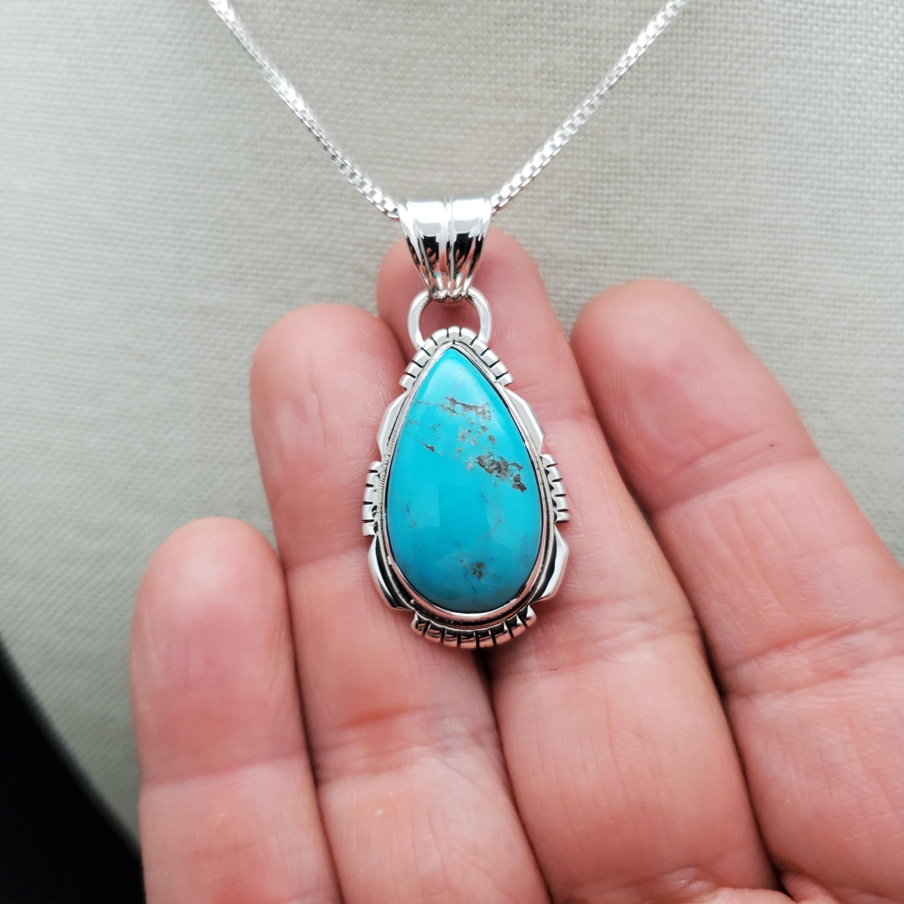 FFD #972 | 天然キングマンターコイズネックレスペンダント（シルバー