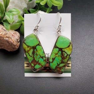 FFD #491 | Big Copper Green Turquoise Dangle Earrings | Sterling Silver Turquoise Earrings | Southwestern Turquoise Earrings | Gift For Her