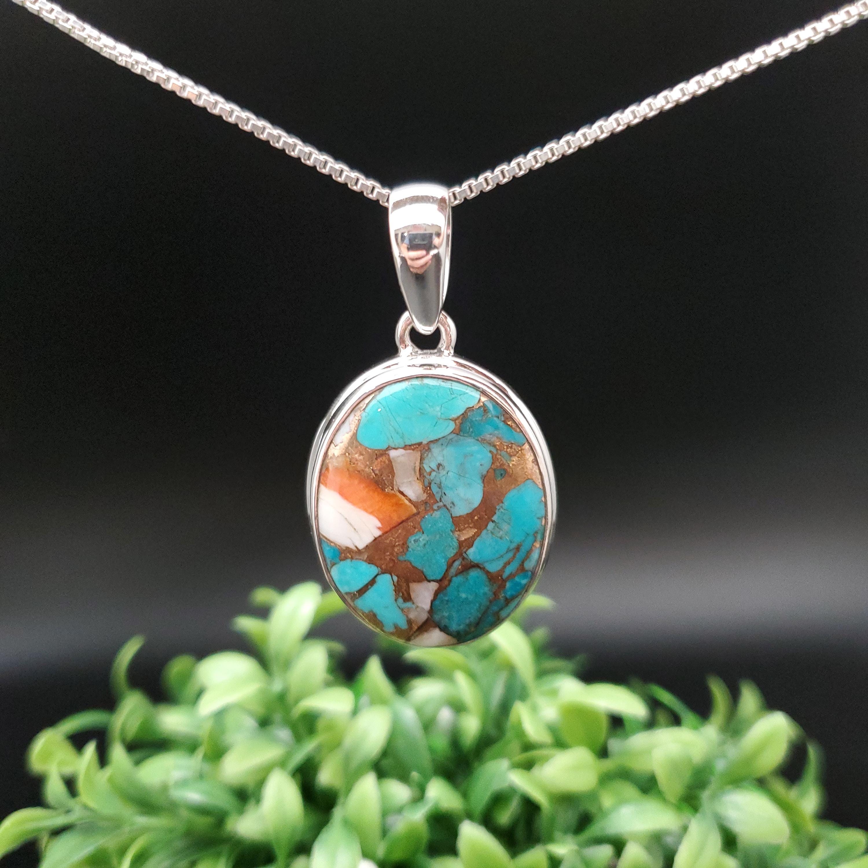 QQ-462 | Copper Spiny Oyster Turquoise Necklace Pendant QQ-462 | Copper Spiny Oyster Turquoise Necklace Pendant