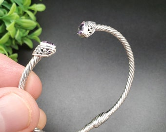 KK-132 | Sterling Silver Purple Amethyst Bracelet Cuff