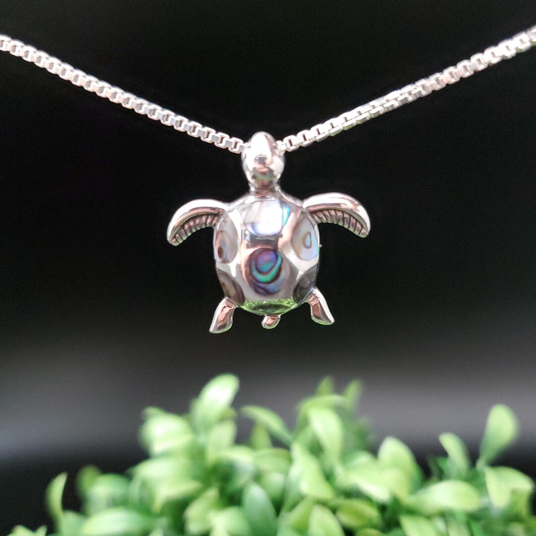 Sea Turtle Inlay QQ-591 | Inlay Abalone Shell Sea Turtle Necklace Pendant Option With ...