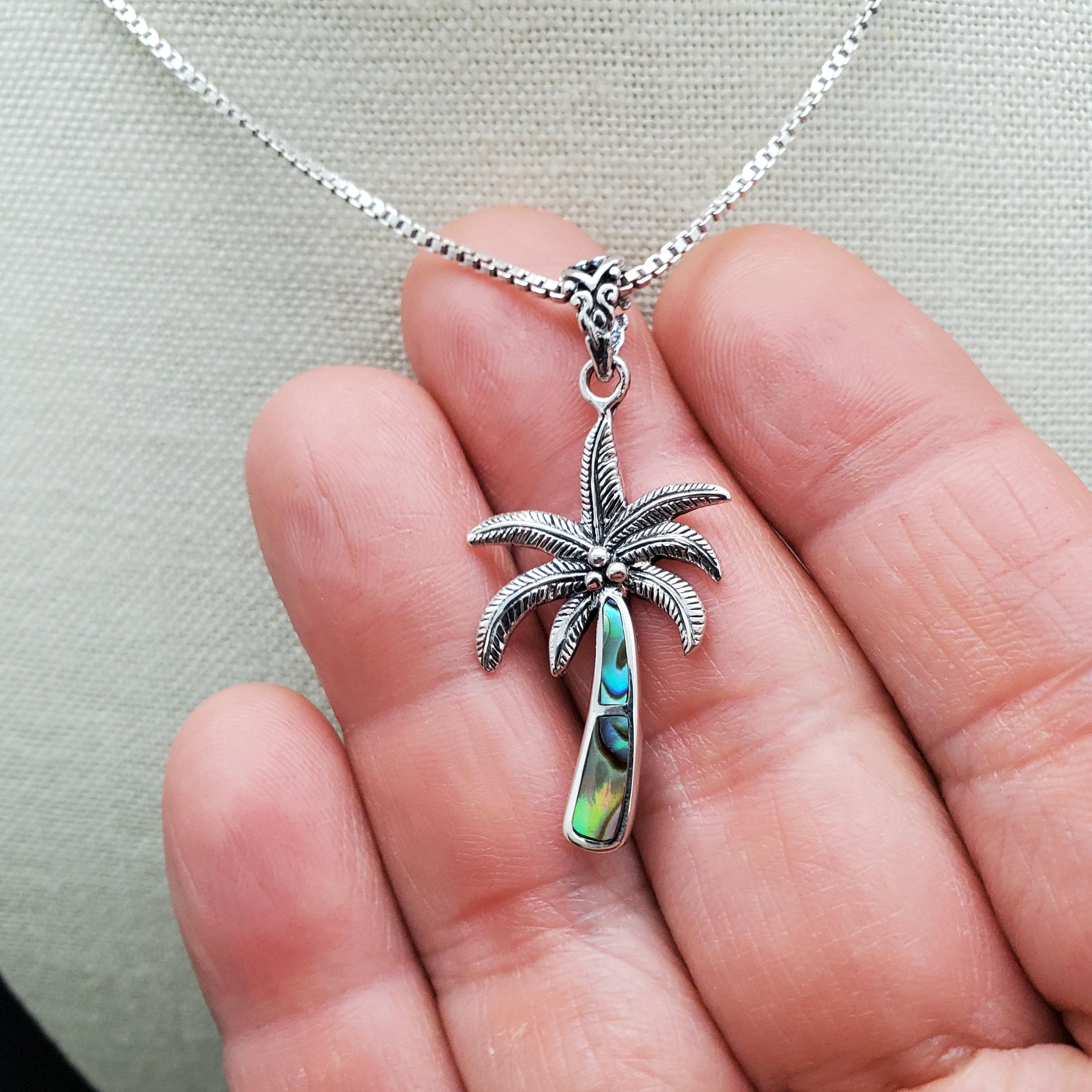 FFD #092 | 愛らしいアワビ貝のインレイとパームツリーのネックレス