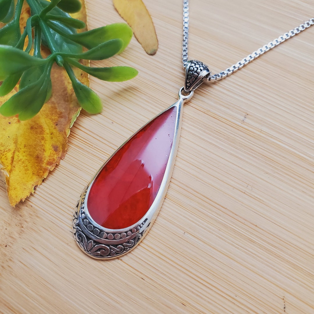 Coral Teardrop Necklace main image 0