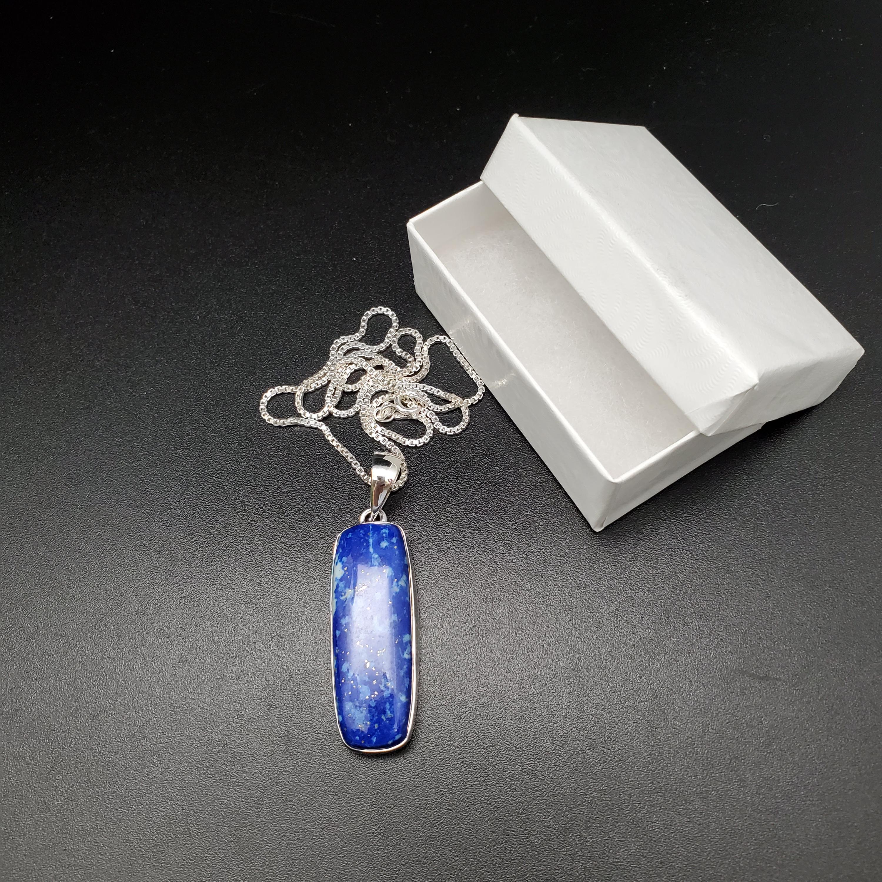 QQ-442 | Sterling Silver Blue Lapis Lazuli Necklace Pendant