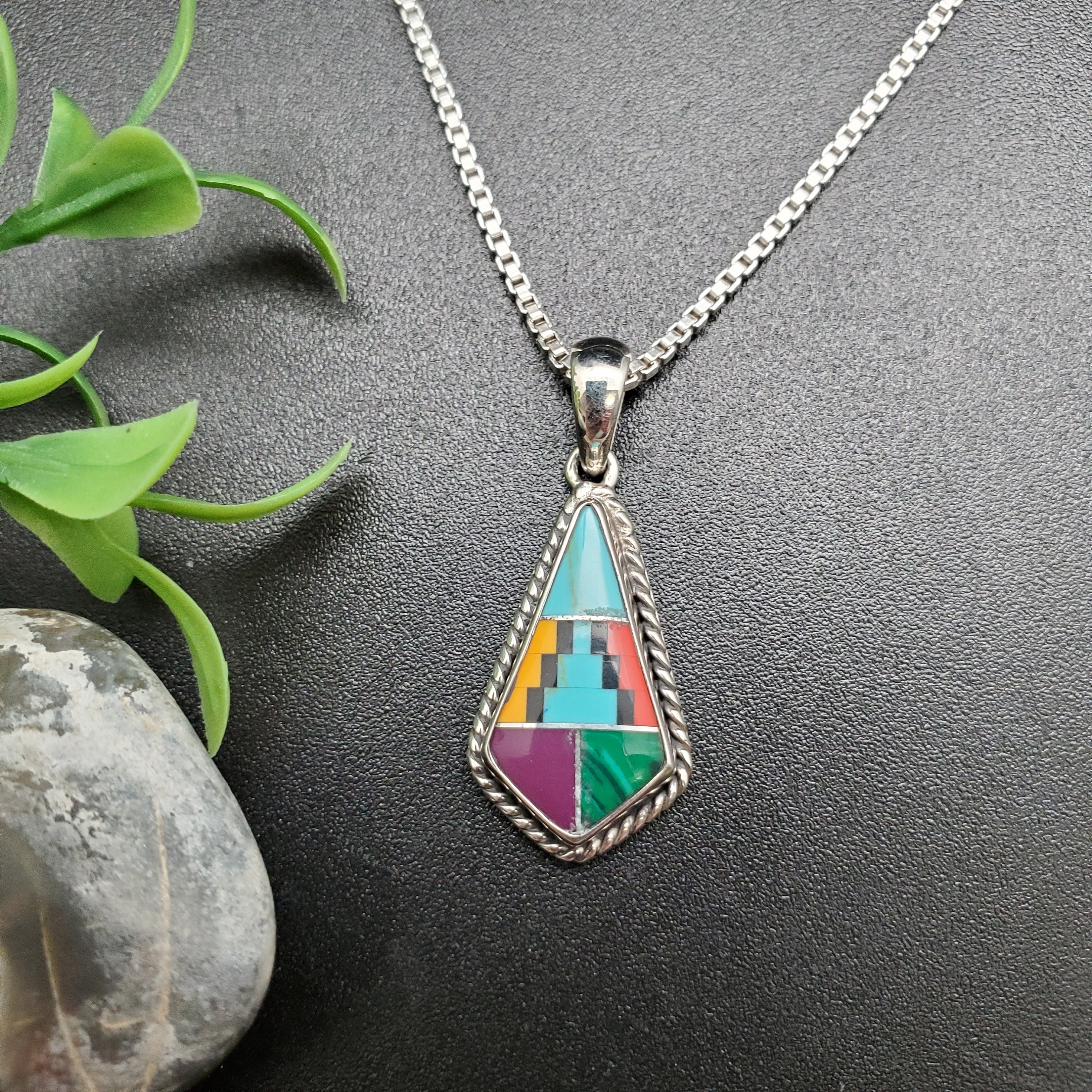 FFD #570 | Handmade Southwest Multicolor Inlay Necklace Pendant