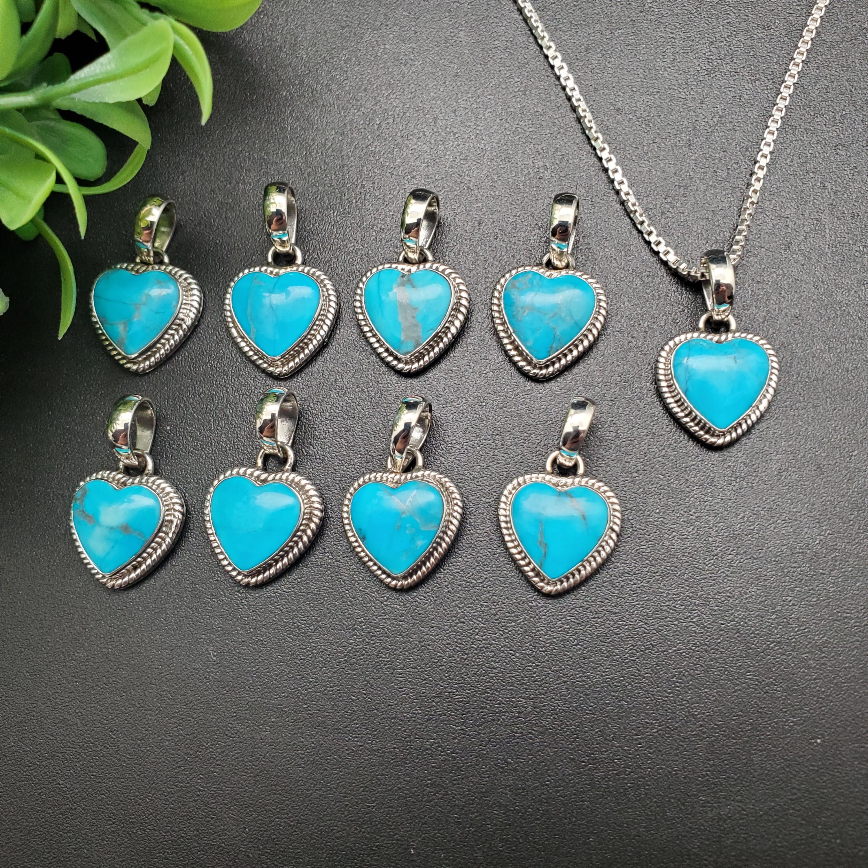 FFD #066 | Lovely Heart Blue Turquoise Necklace Pendant With