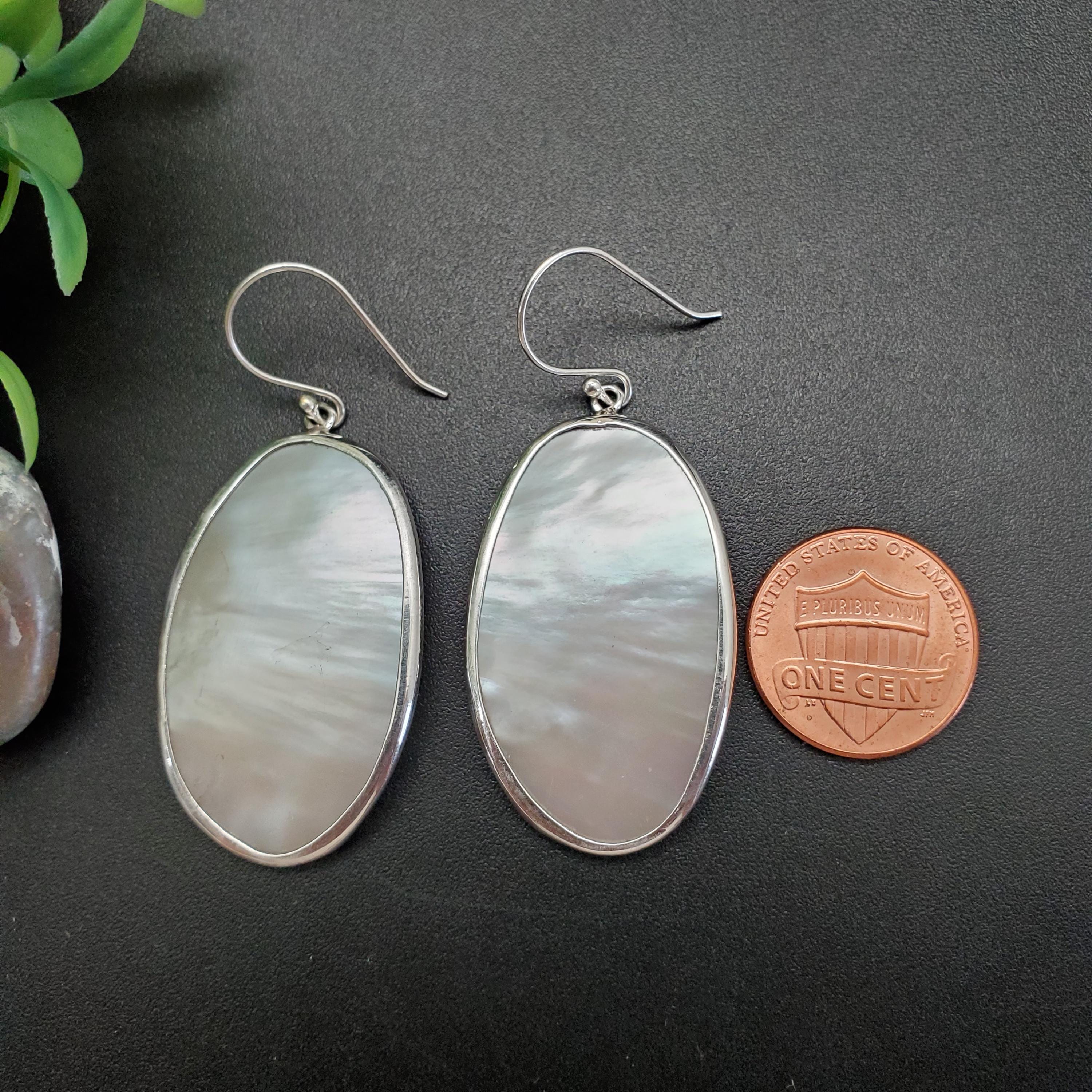 Boucles D'oreilles Argent 925 massif gouttes nacre