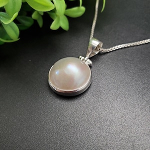 ATS-AYU318 | White Mother of Pearl Necklace Pendant Option With Silver Chain | Sterling Silver White Shell Pendant | Mother of Pearl Pendant