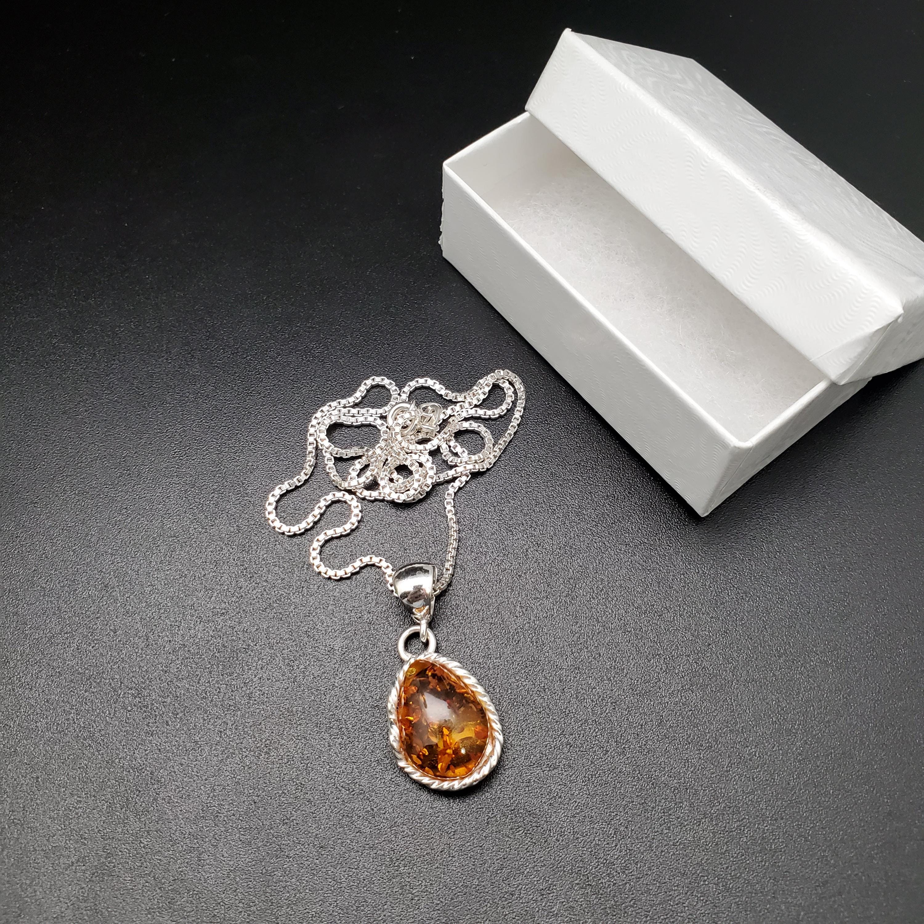 FFD #329 | 天然バルト海産琥珀ネックレスペンダント（シルバー