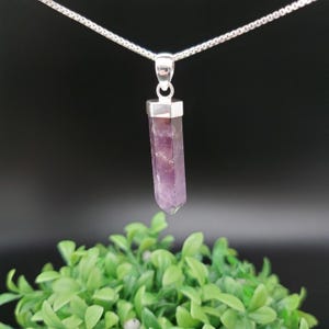 FFD #059 | Big Purple Amethyst Crystal Pendant | Silver Chain Options | Sterling Silver Amethyst Pendant | Healing Amethyst Crystal Pendant