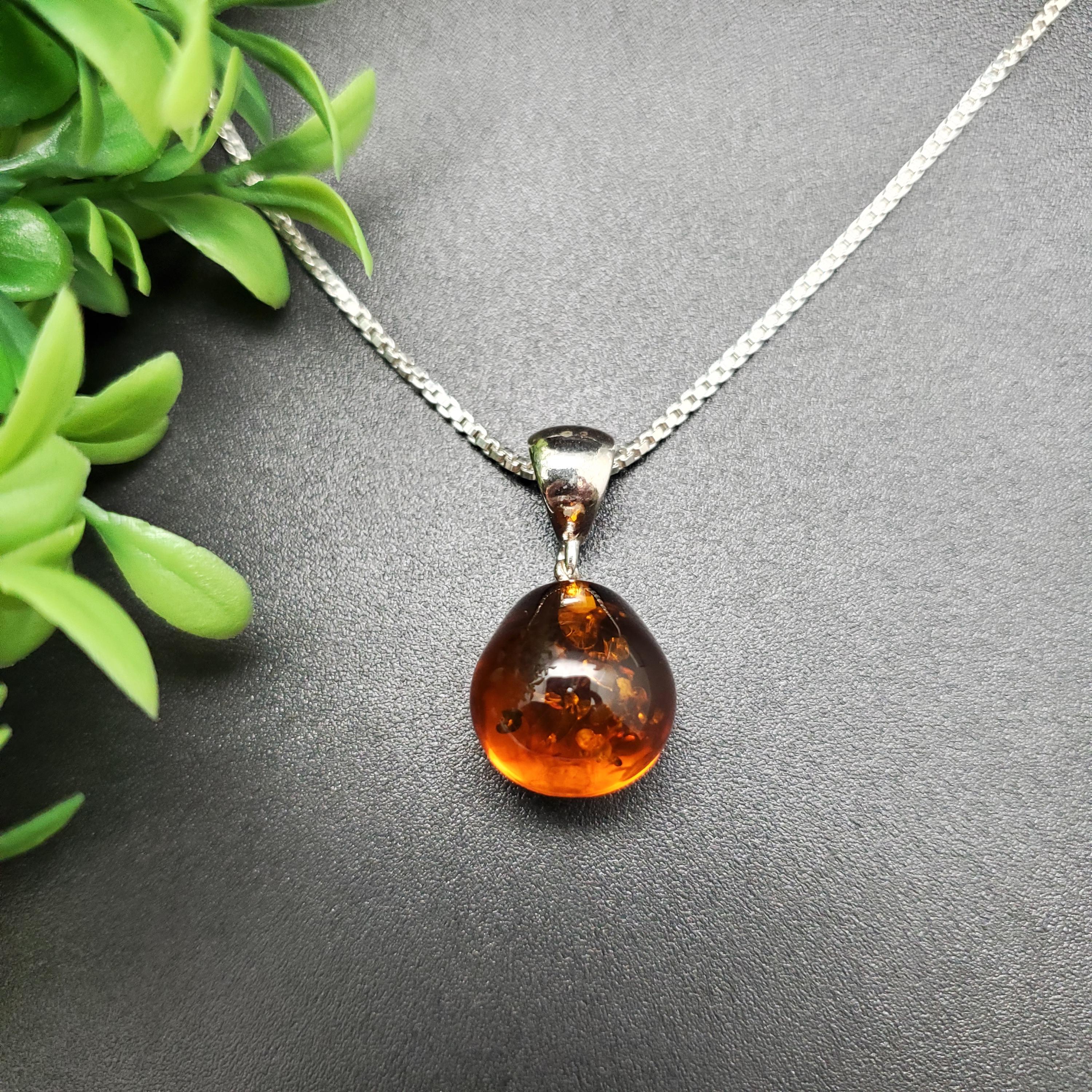 FFD #295 | 天然バルト海産琥珀ネックレスペンダント、18インチ