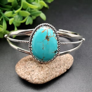 ATS#CB030 | Dainty Royston Turquoise Bracelet Cuff | Sterling Silver Turquoise Southwest Bracelet | Lovely Small Turquoise Cuff Bracelet