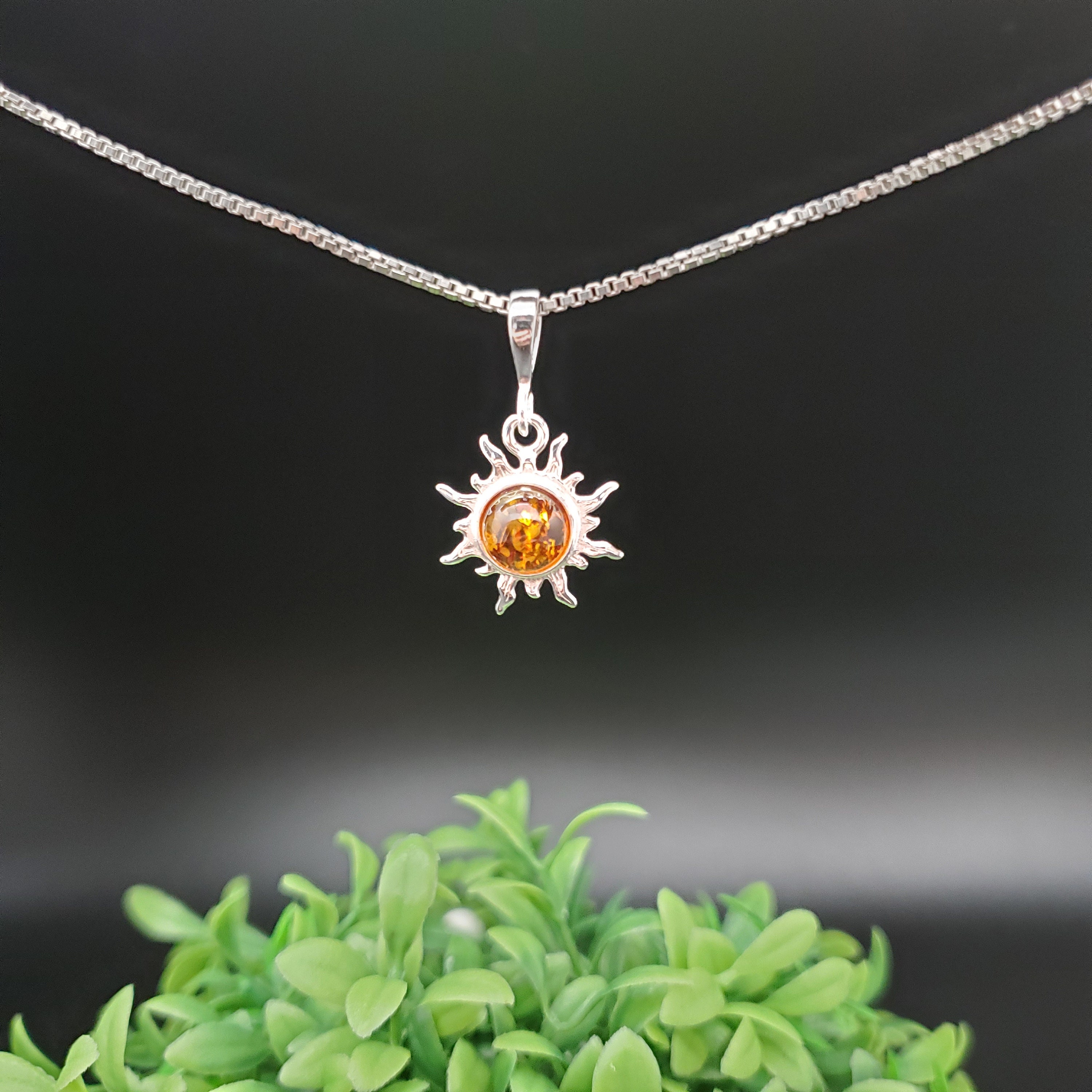 Scarf Necklace Ian Valeri Sterling Silver Amber Sun Pendant