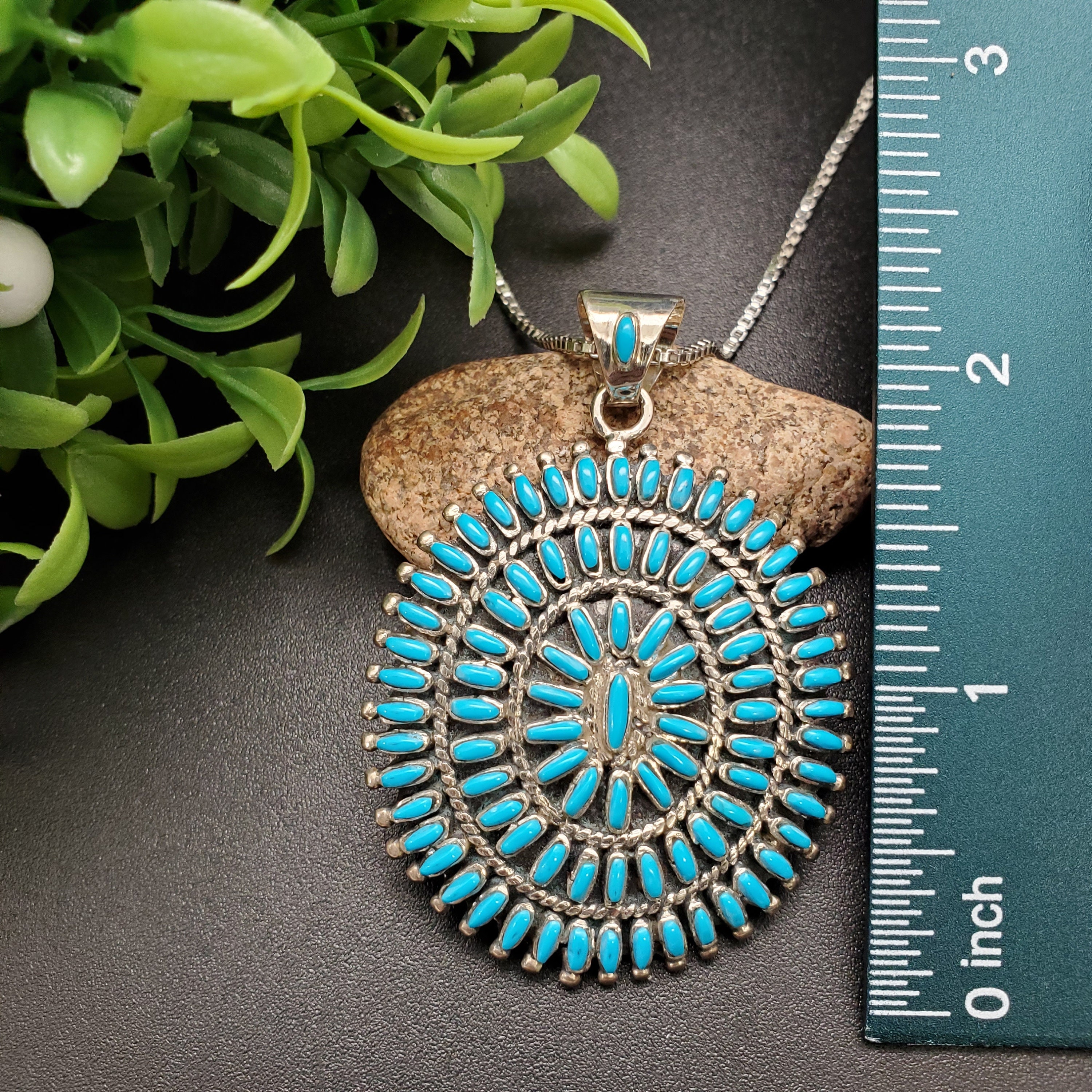 FFD #748 | クラスターターコイズネックレスペンダント（シルバー