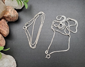 Small Silver Chain For Necklace Pendant | 925 Chain | Silver Box Chain 16, 18, 20, 22 Inches Long | 0.7mm or 1.1mm Silver Chain Necklace