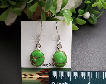 FFD #496 | Big Copper Green Turquoise Dangle Earrings | Sterling Silver Turquoise Earrings | Southwestern Turquoise Earrings | Gift For Her