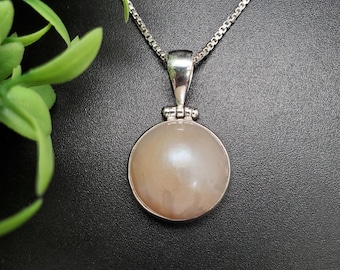 ATS-AYU316 | White Mother of Pearl Necklace Pendant Option With Silver Chain | Sterling Silver White Shell Pendant | Mother of Pearl Pendant
