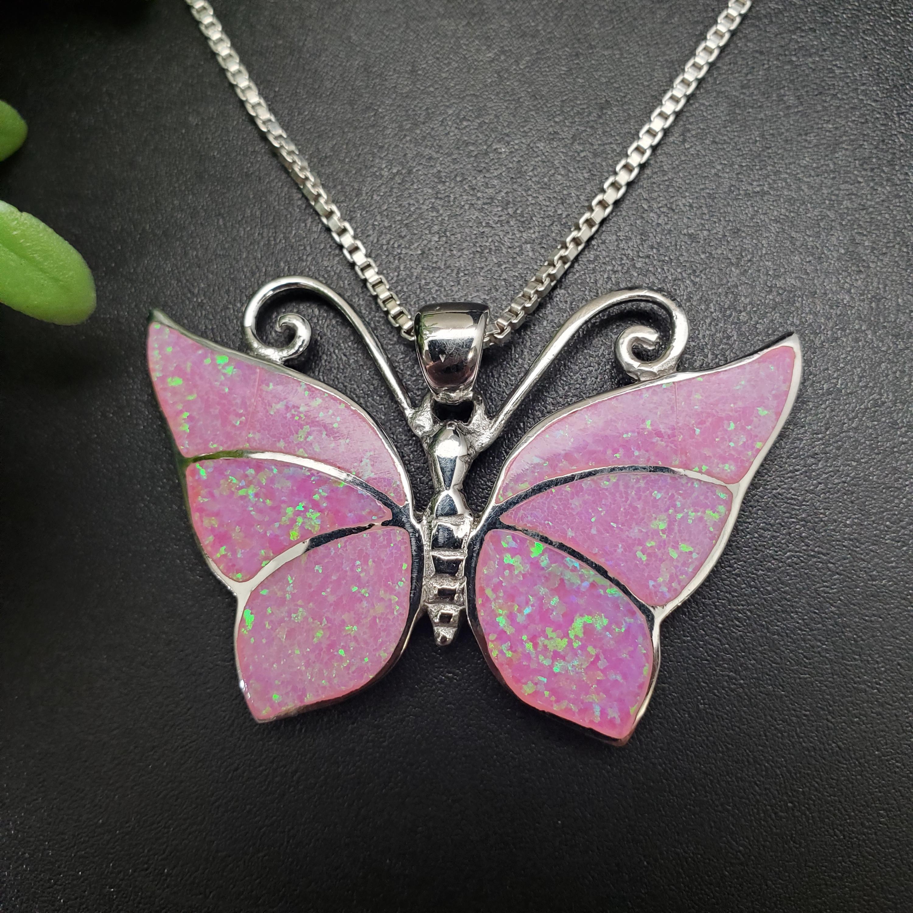 日本未入荷 Copping Zone - Pink Opal Butterfly Necklace FFD #709 | Big Pink Opal Inlay Butterfly Necklace Pendant