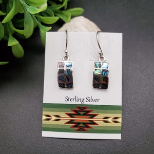 FFD #040 | Abalone Shell Inlay Oval Earrings | Sterling Silver Abalone Shell Inlay Earrings | Paua Shell Inlay Earrings | Abalone Earrings
