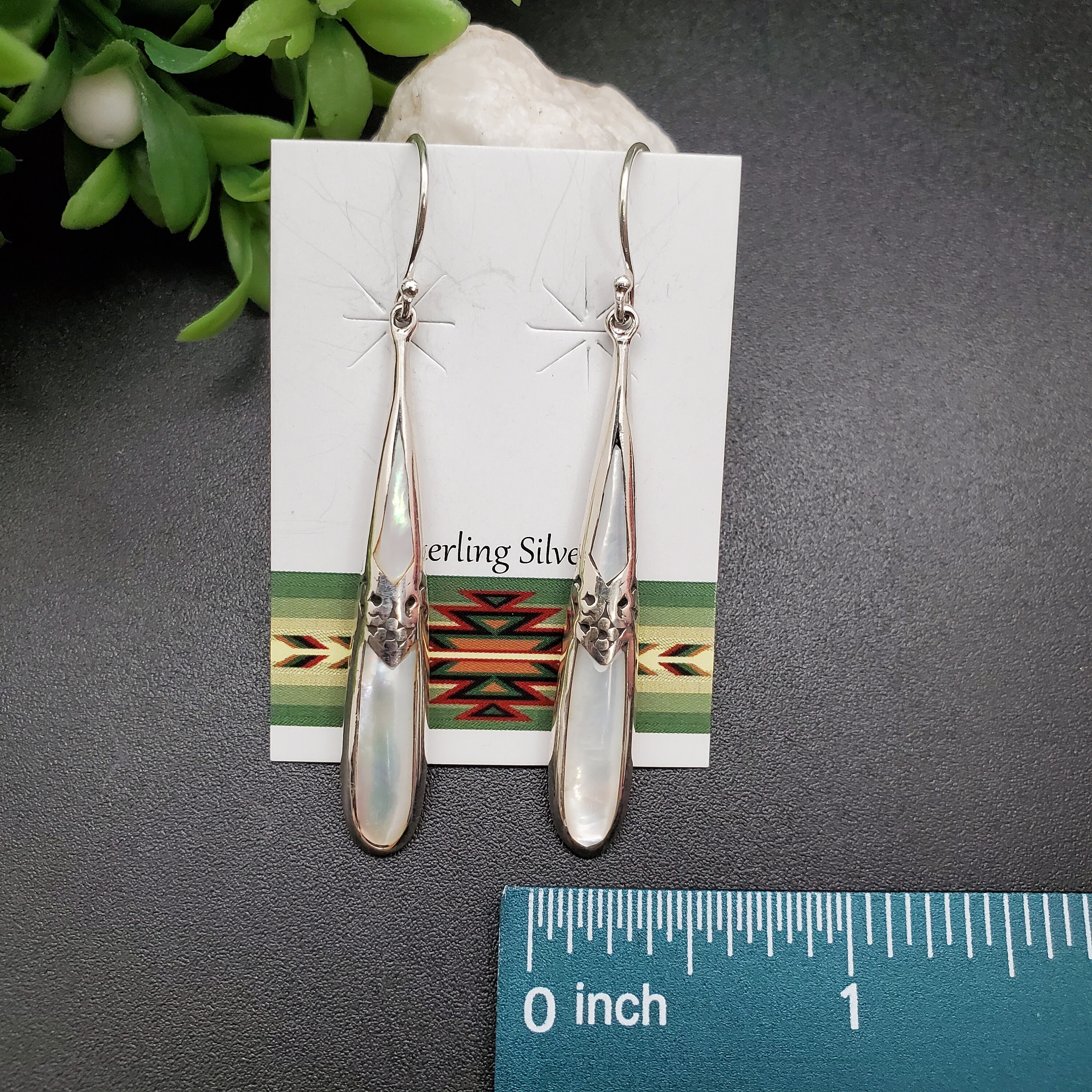 ATS-AYU180 | White Mother of Pearl Stick Earrings | Sterling
