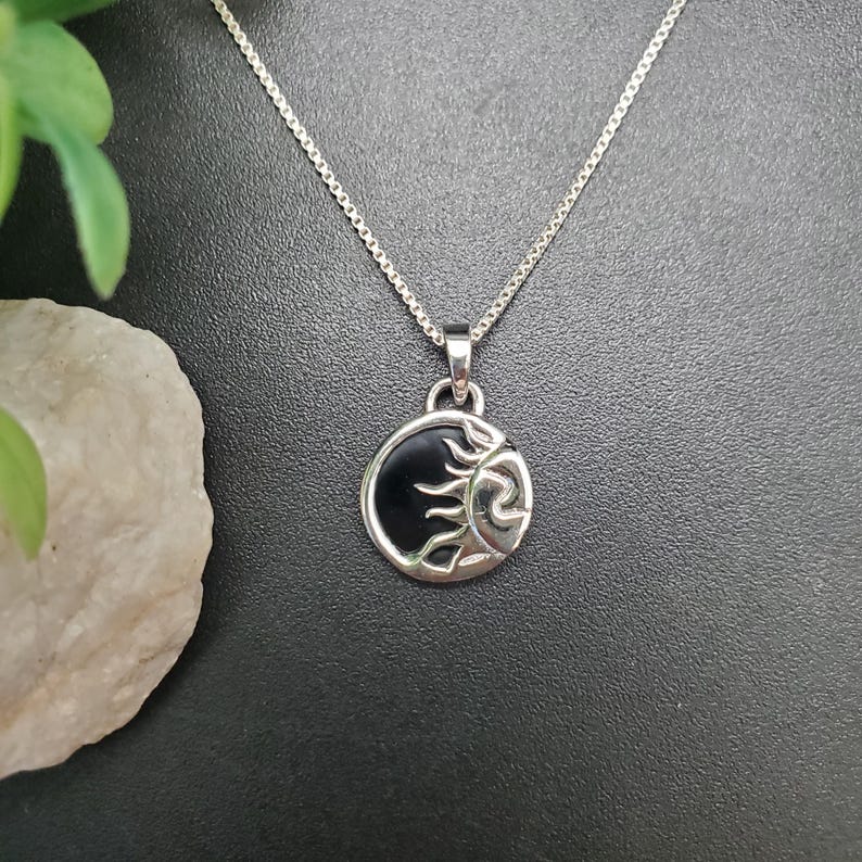 FFD-313 | Small Sun and Moon Necklace Pendant Option Silver Chain ...