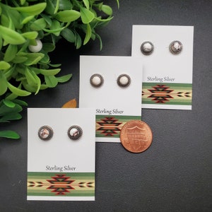 ATS-PST024 | 8mm Wild Horse Turquoise Post Earrings | Sterling Silver Wild Horse Studs | Wild Horse Jewelry | Small Silver Posts Gifts Ideas