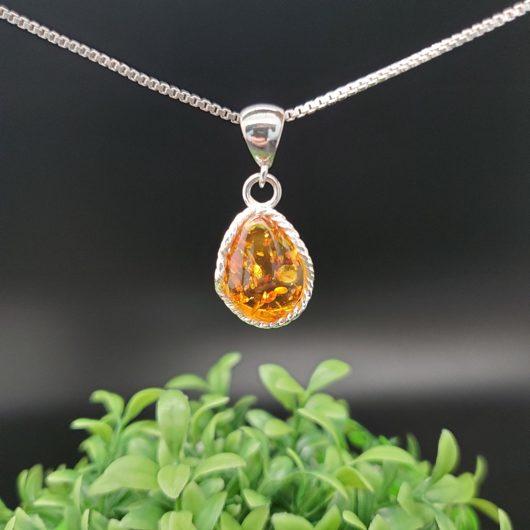 FFD #329 | 天然バルト海産琥珀ネックレスペンダント（シルバー