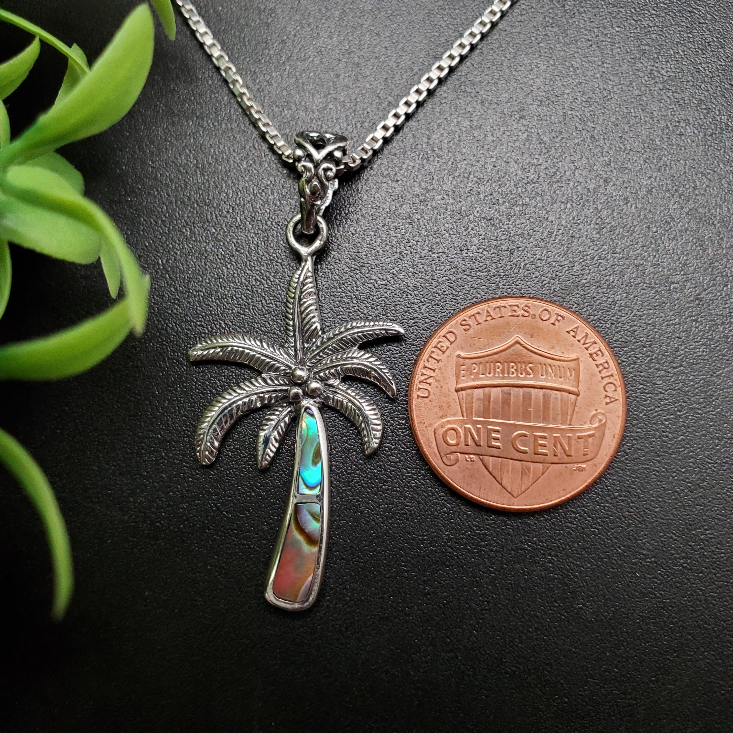 FFD #092 | 愛らしいアワビ貝のインレイとパームツリーのネックレス