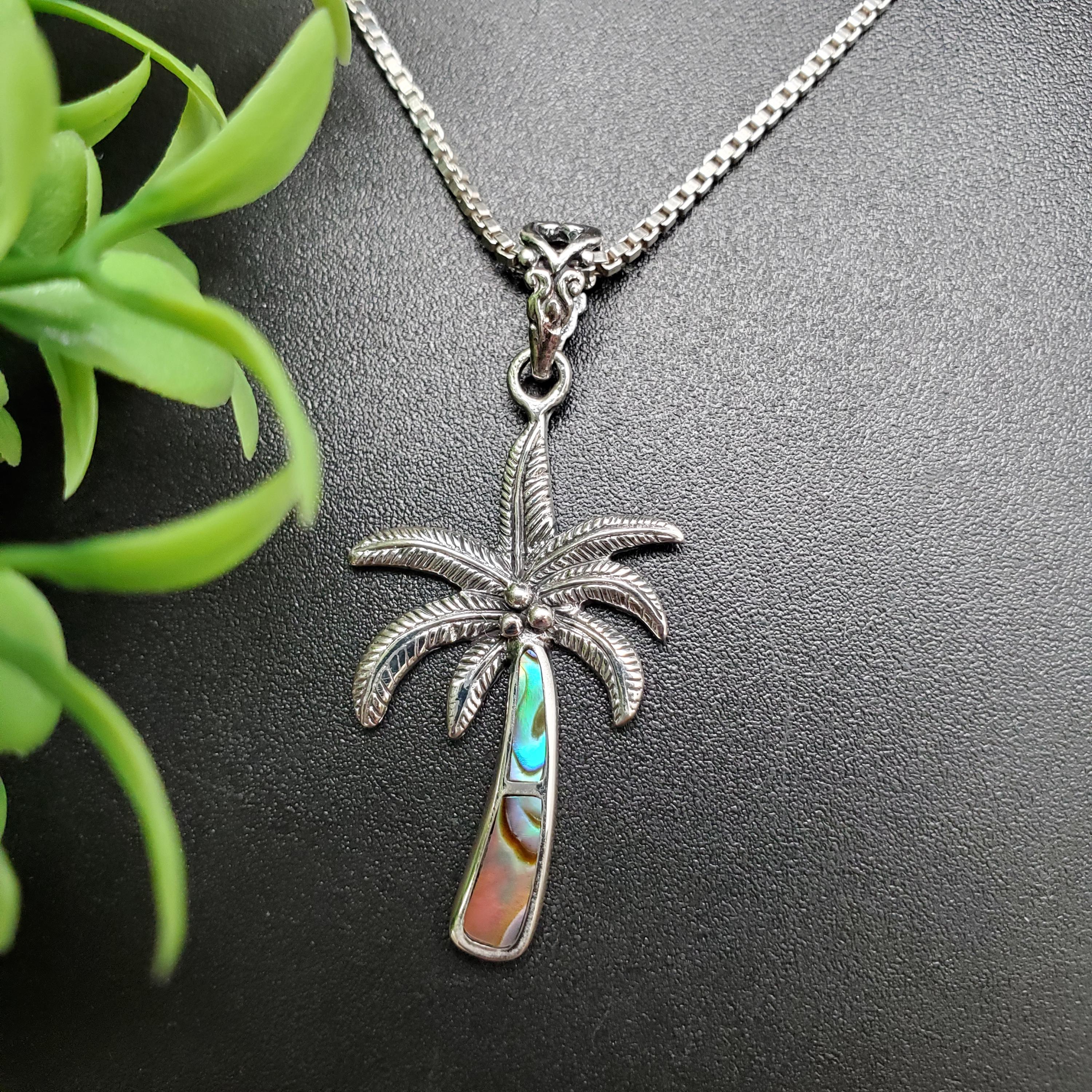 FFD #092 | 愛らしいアワビ貝のインレイとパームツリーのネックレス