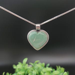 QQ-175 | Kingman Turquoise Heart Necklace Pendant With Option of Silver Chain | Big Sterling Silver Turquoise Heart Pendant Necklace