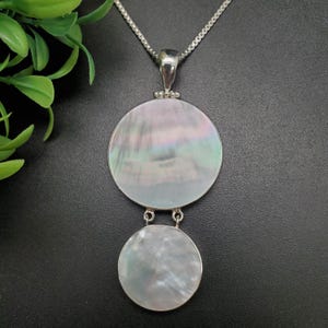ATS-AYU250 | White Mother of Pearl Necklace Pendant Option With Silver Chain | Sterling Silver White Shell Pendant | Mother of Pearl Pendant
