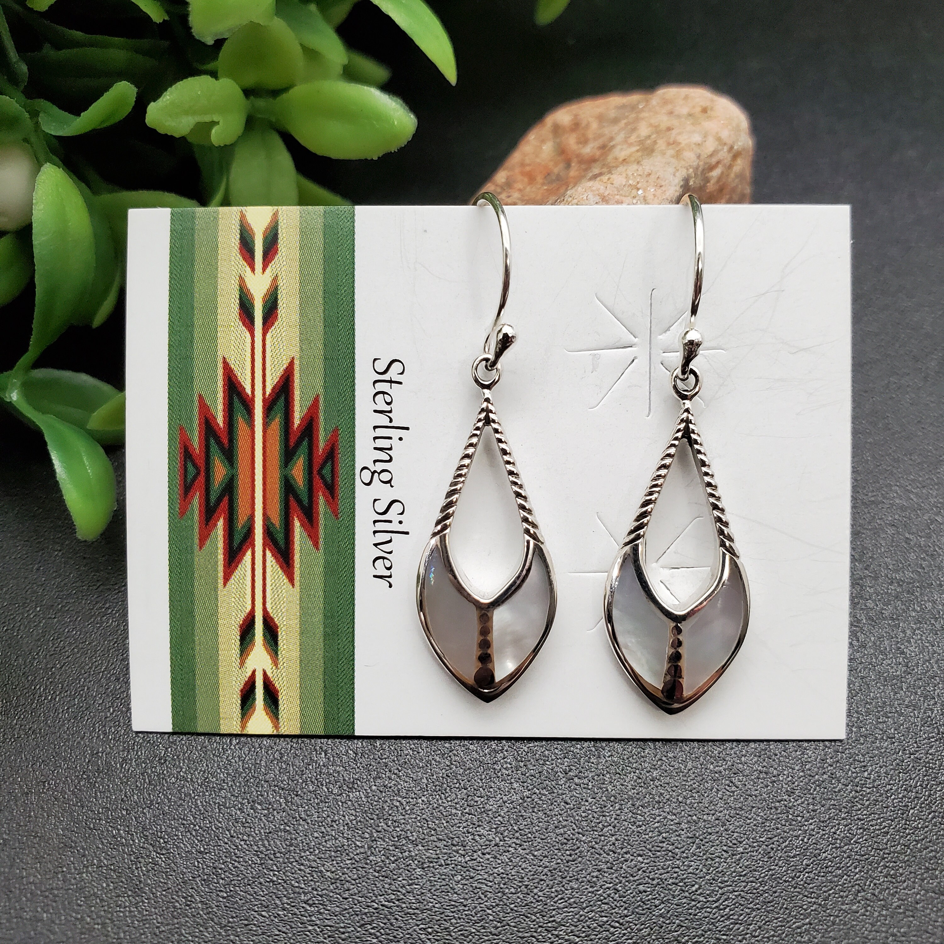 ATS-AYU185 | White Mother of Pearl Dangle Earrings | Sterling