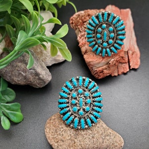 ATS#CLS06 | Clustered Turquoise Ring | Sterling Silver Turquoise Southwestern Jewelry | Cluster Blue Turquoise Ring | Turquoise Cluster Ring