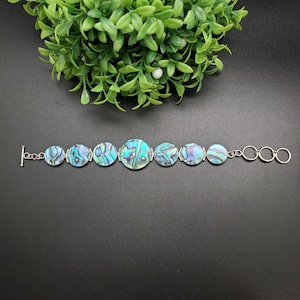 KK-212 | Multiple Abalone Shell Bracelet Fits 6 3/4 To 7 3/4 Inches Wrist | Adjustable Abalone Link Bracelet | Lovely Abalone Shell Bracelet