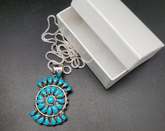 ATS#CLS02 | Clustered Turquoise Necklace Pendant Option of Silver