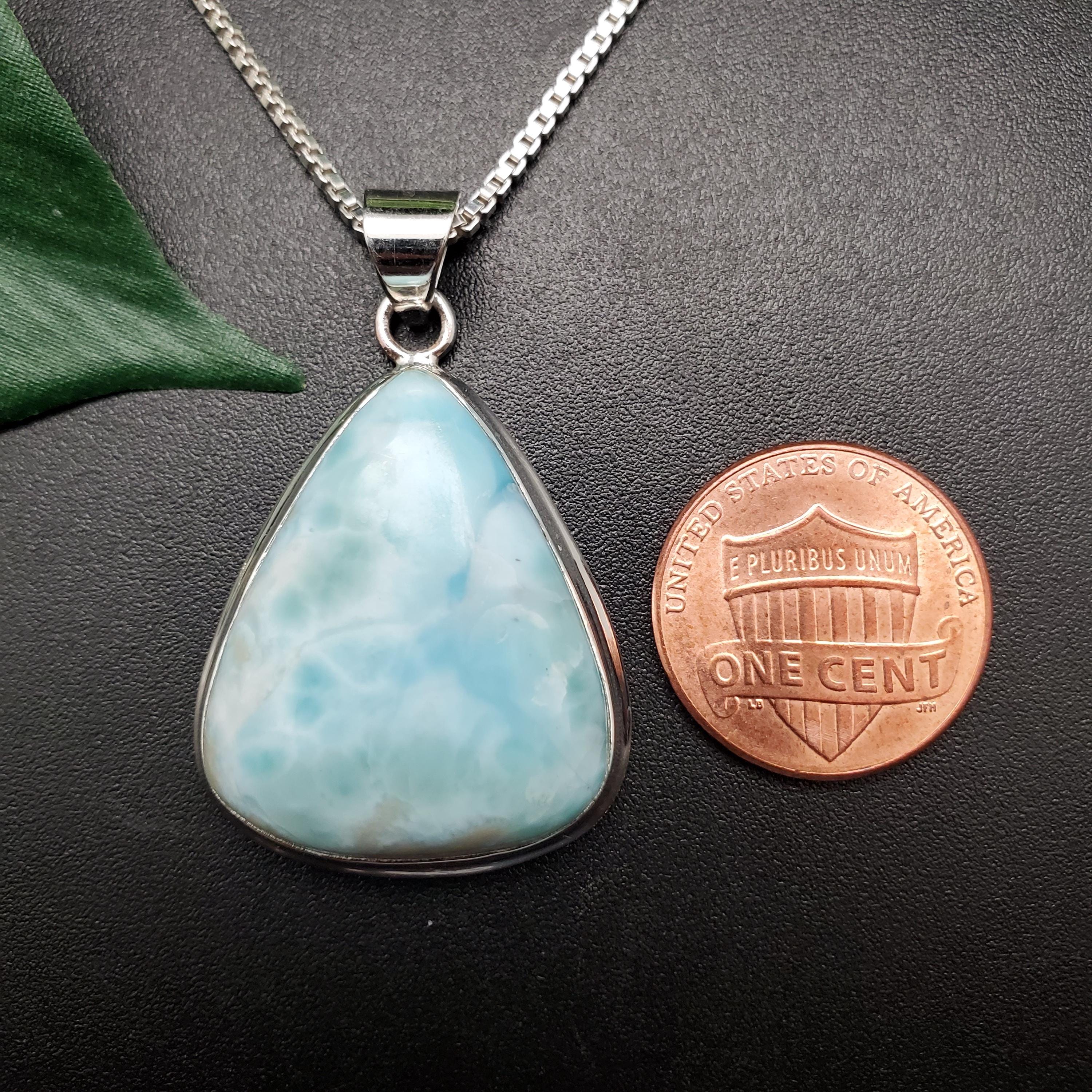 QQ-391 | 繊細なブルーラリマーネックレスペンダント | スターリング