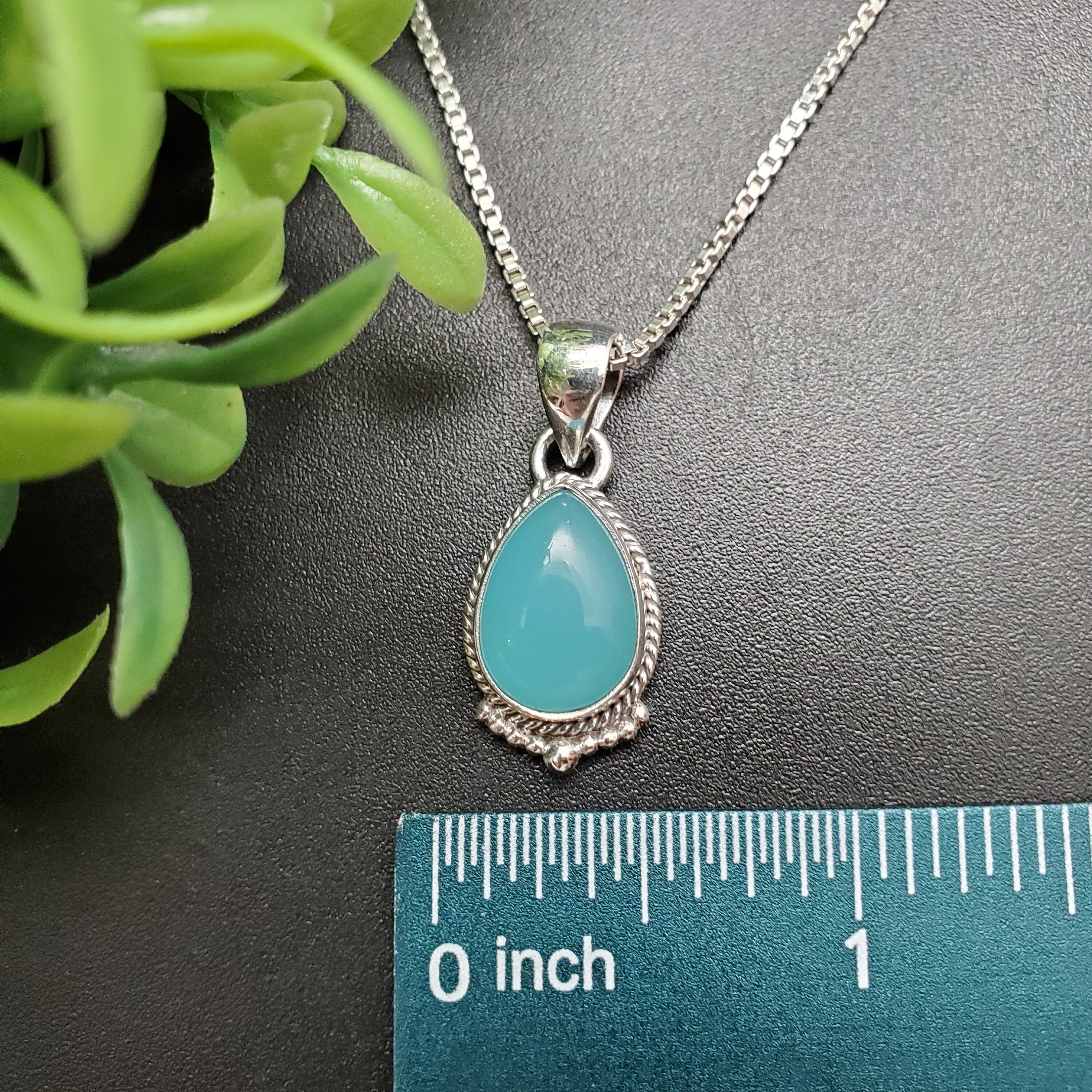 QQ-125 | Green Chalcedony Necklace Pendant Option of Silver Chain 