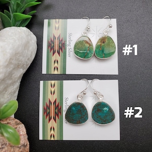 ATS#TQE005 | Simple Turquoise Earrings | Sterling Silver Turquoise Southwest Earrings | Blue Turquoise Dangle Earrings | Turquoise Jewelry