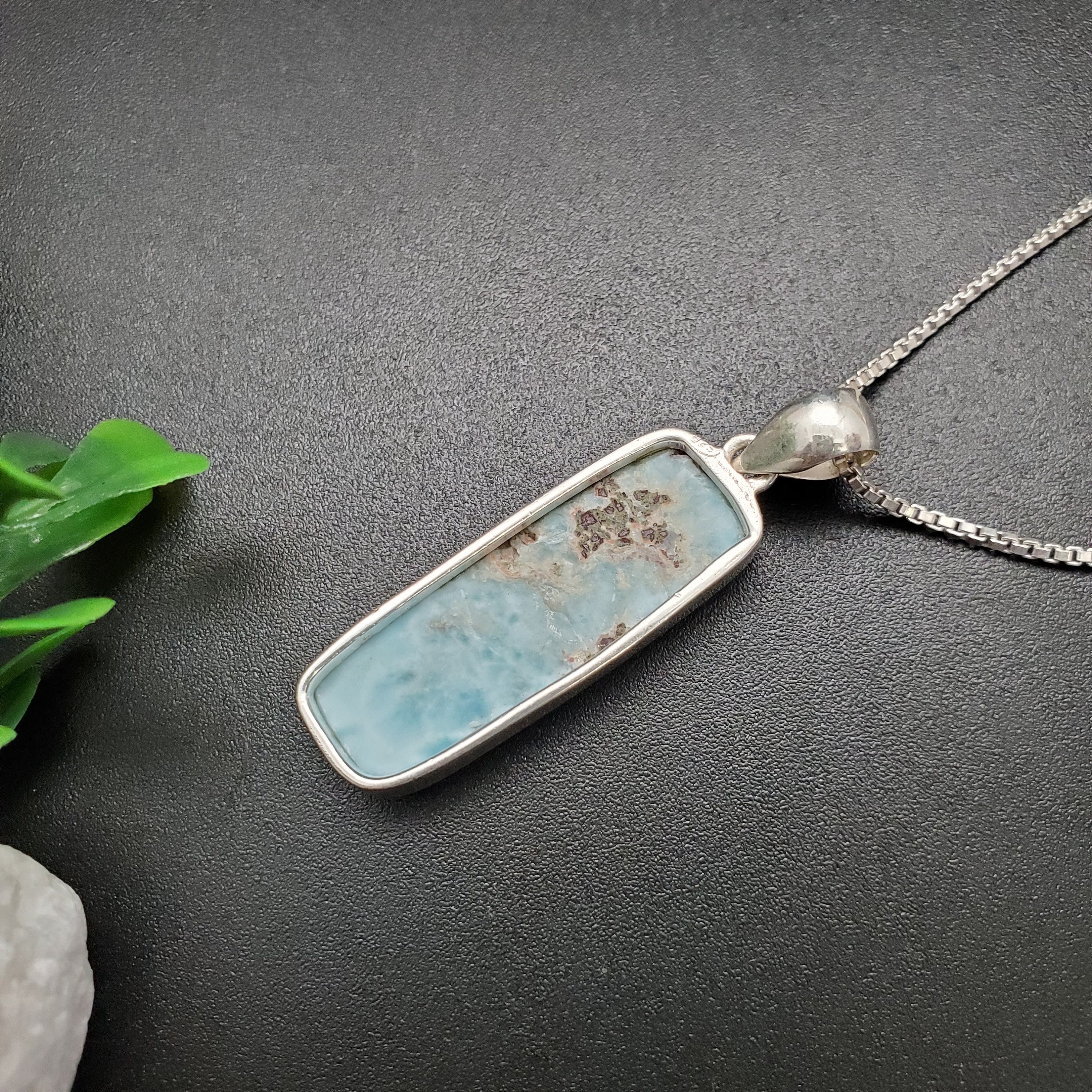 ATS#PD047 | Dainty Blue Larimar Necklace Pendant | Sterling Silver