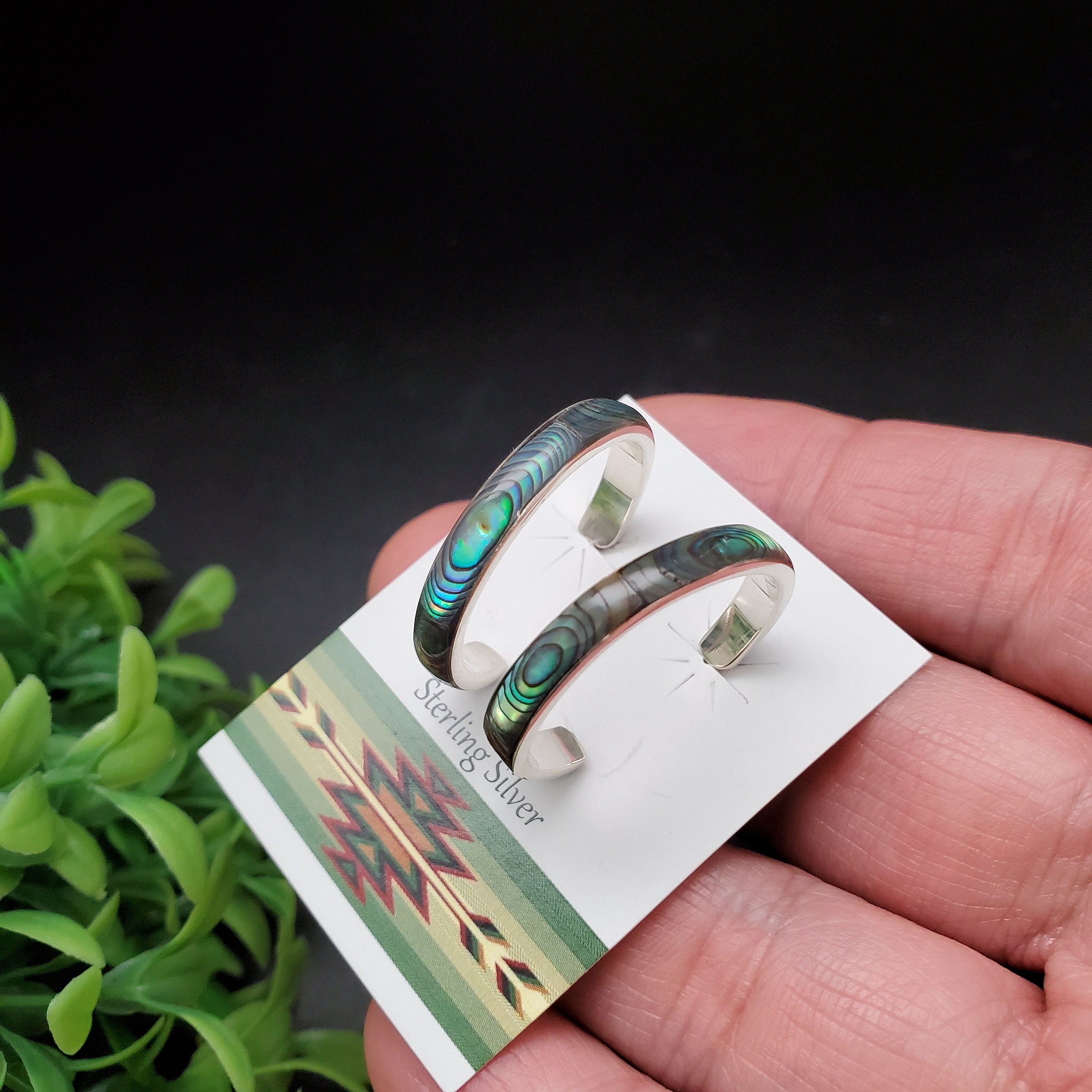HEP31 | Abalone Shell Inlay Hoop Earring Posts | Sterling Silver Abalone Earrings | Abalone Hoop Earring Posts | Silver Abalone Earrings