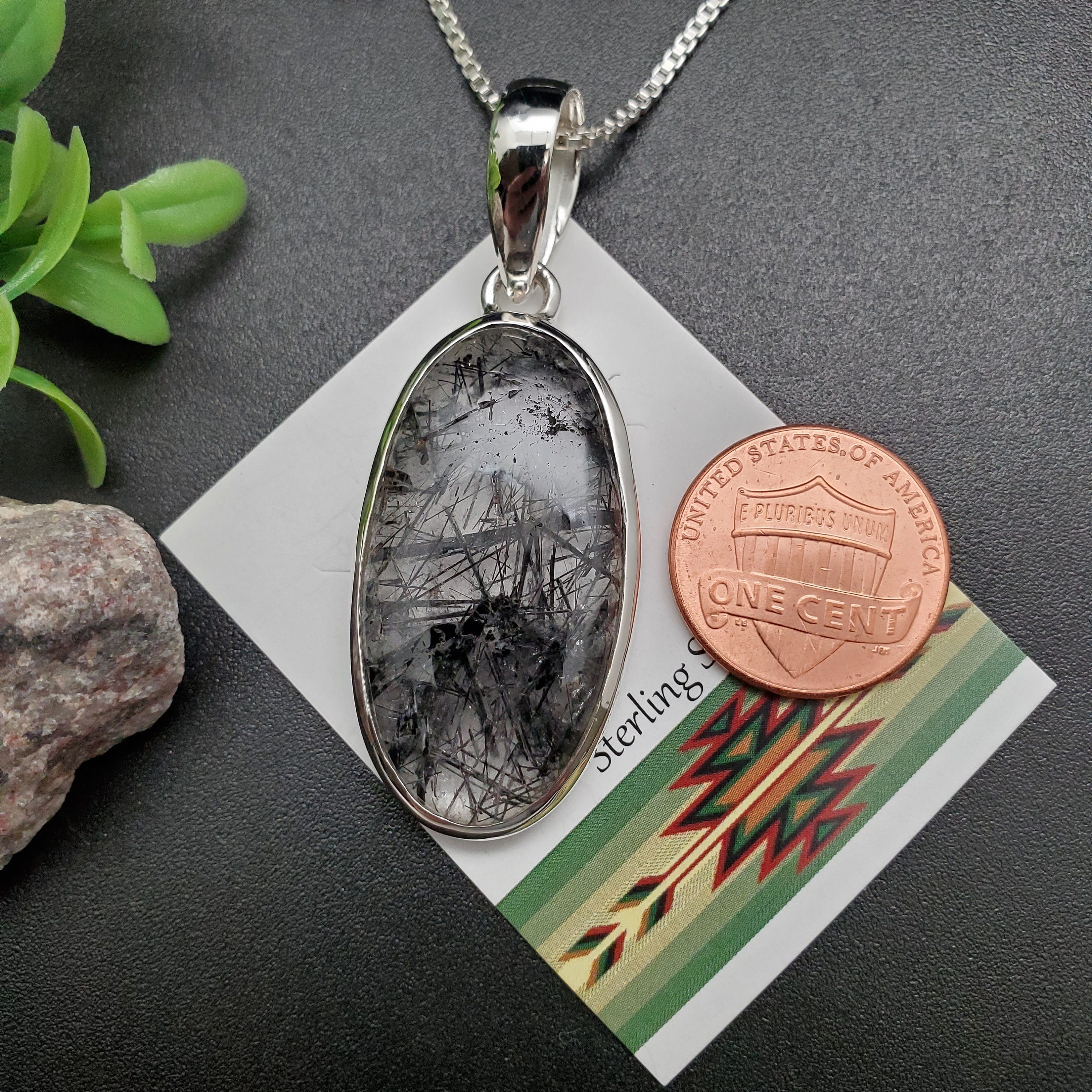 アクセサリー vintage silver925 necklace FFD #914 | Lovely Black Rutile Necklace Pendant With Option