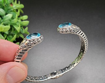 第一ネット KK-163 Balinese | Cuff Bracelet Topaz Blue Silver Sterling | アクセサリー