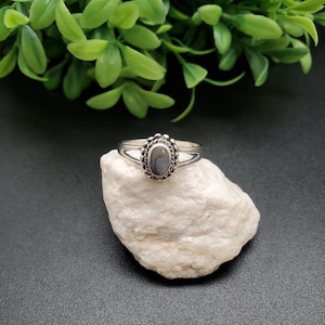 GG-104 | Dainty Inlay Abalone Shell Ring | Sterling Silver Abalone Ring | Small Simple Ring | Everyday Ring | Ring For Her | Balinese Ring