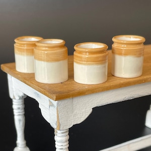 Individual Handmade Stoneware Style Miniature Wheel Thrown Large Two Tone Utensil Pot 1:12 Dolls House Kitchen - (U-B)