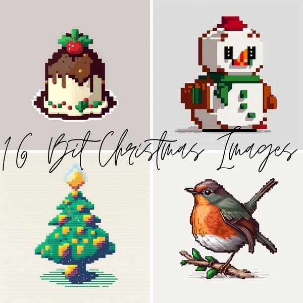 16 Bit Christmas Clipart | Christmas Illustrations | PNG Graphics | Instant Download for Commercial Use