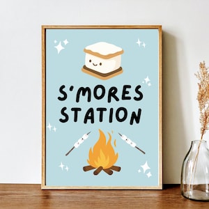 ウィンタースモアステーションサイン 8x10 | 印刷可能なスモアバーサイン | キャンプファイヤーバースデーデコレーション | 2デザイン × 4色 | すぐにダウンロード
