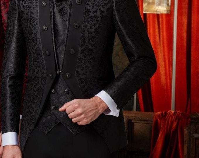 20406 Black Removable Collar 3 Piece Tuxedo