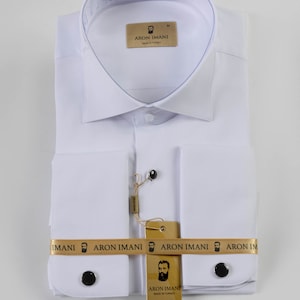 Men&#39;s Tuxedo Shirt-Model 2 White, Black Or Off White - Made in Turkey Tuxedo Shirt